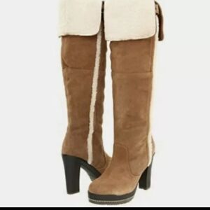NWOB Kelsi Dagger Rozelle Tan Suede Over The Knee Boots SZ 8